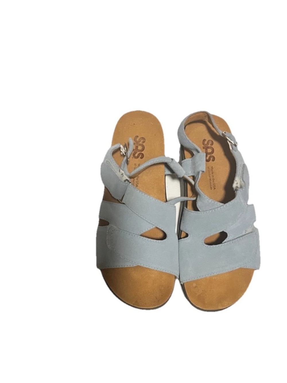 SAS Light Blue Suede Strappy Sandals